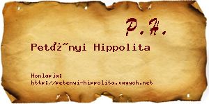 Petényi Hippolita névjegykártya